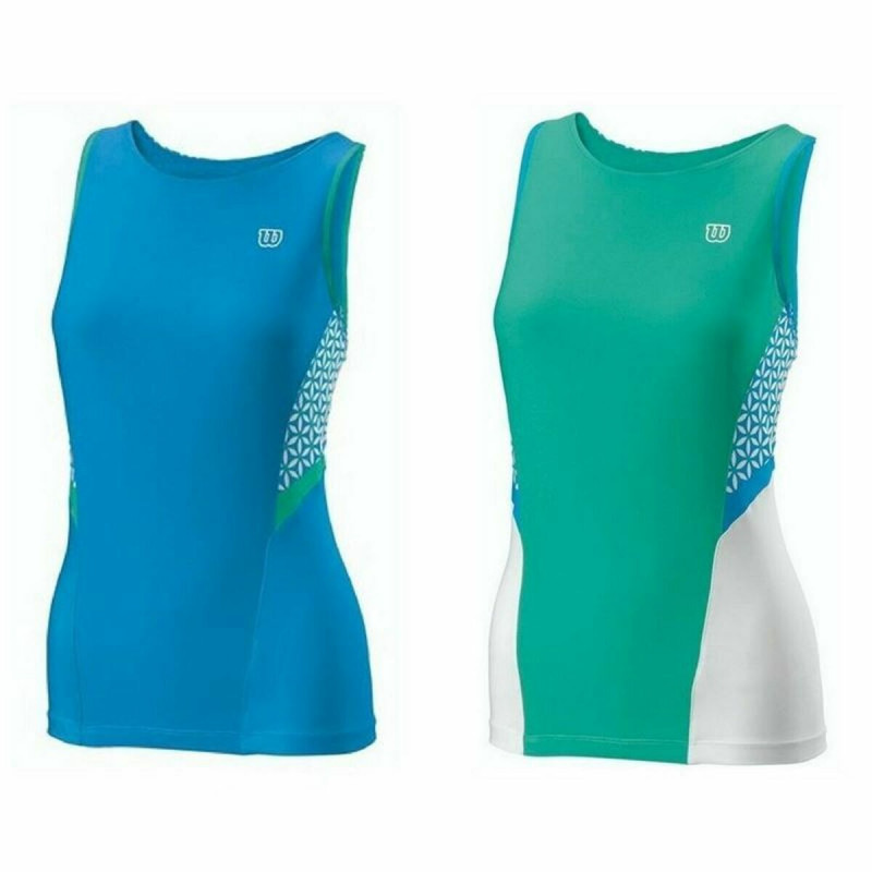 Camiseta de Tirantes Mujer Wilson Glamour Verde Reversible Tenis Azul